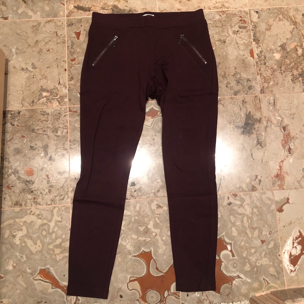 NWT Zip Pocket Maroon Leggings